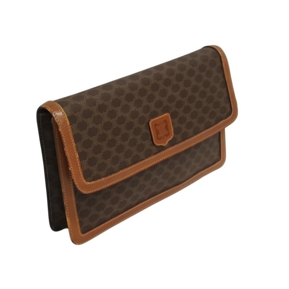 CELINE Clutch Bag Macadam Brown Leather - Picture 3 of 9